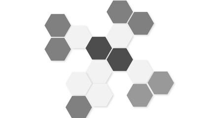 Modern Minimalist Hexagon Grid Background Elegant White and Gray Honeycomb Pattern Featuring Depth, Geometric Symmetry, and Clean Architectural Lines for Tech Layouts.