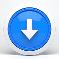 A glossy blue circle with a white arrow pointing downward