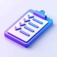 3D rendered digital depiction of a clipboard with checks on a white background