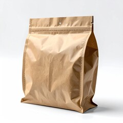 Obraz premium A standing brown paper bag with a sealed top against a white background