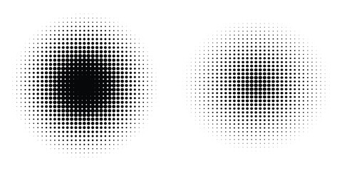 Halftone gradient. Dotted gradient, smooth dots spraying and halftones dot background seamless horizontal geometric pattern vector template set. unique dots modern circles © Elisa
