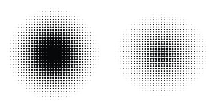 Halftone gradient. Dotted gradient, smooth dots spraying and halftones dot background seamless horizontal geometric pattern vector template set. unique dots modern circles