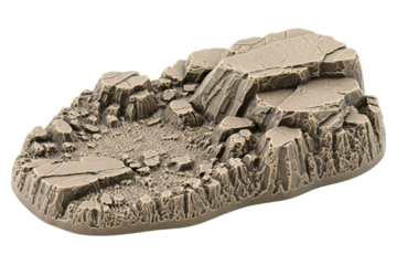 Textured brown rock terrain base on a transparent background