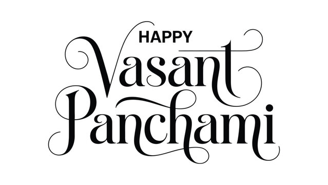 Happy vasant panchami elegant decorative typography design celebrating hindu spring festival of knowledge wisdom and cultural tradition in india