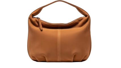 Brown leather hobo bag, women's fashion accessory, cut out, stock png, isolated on transparent background