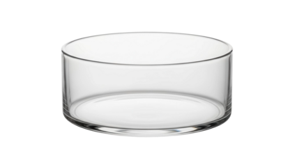 Empty transparent clear glass round container, cut out, stock png, isolated on transparent background
