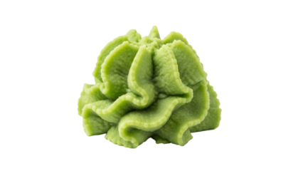 Spicy fresh green wasabi paste pile or dollop, used as sushi condiment, cut out, stock png, isolated on transparent background