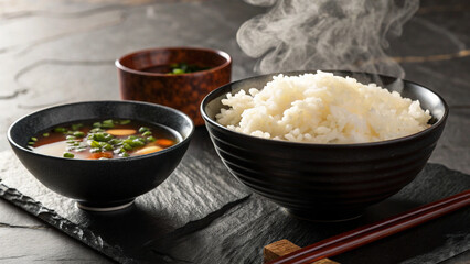 白米のイメージ、茶碗に盛られたご飯