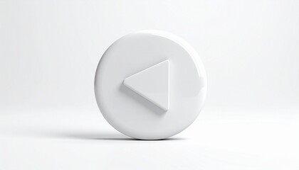 White circular play button with triangle icon on black background