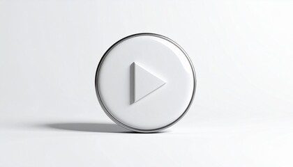 White circular play button with triangle icon on black background