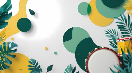 abstract tropical background with green and yellow shapes