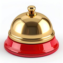 Shiny, golden bell with red base, isolated on a white background
