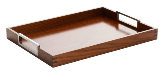 Elegant wooden tray display home serving utensils modern isolated on transparent background