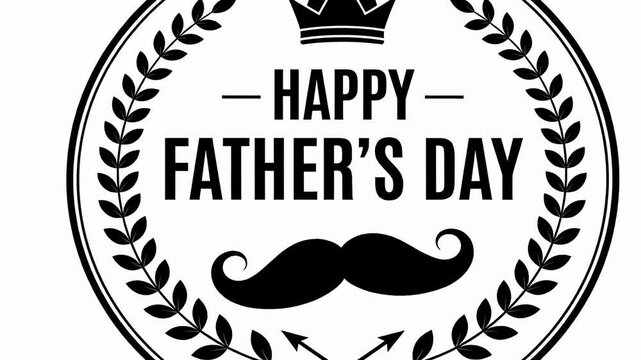 Happy Father's Day celebration logo with crown and mustache