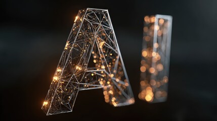 ai neural matrix glowing node network forming futuristic tech letters 