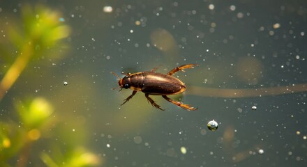 Water Strider Insect on Pond Surface.