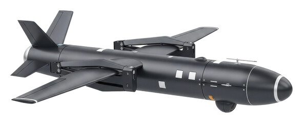 Missile launch simulation military base model display isolated on transparent background