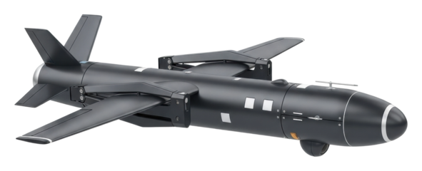 Missile launch simulation military base model display isolated on transparent background