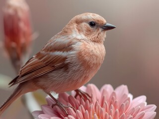 Small bird perched on pink flower