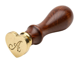 Heart-shaped wax seal stamp for invitations home office elegant design isolated on transparent background