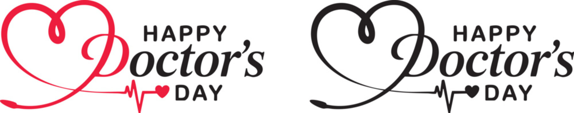 World, international or world happy Doctor's Day flat vector logo design, love heart doctors day