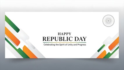 Minimalist graphic banner design celebrating the joyous occasion of republic day with abstract tricolor elements