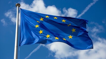 The iconic flag of the european union  a symbol of unity and cooperation among european nations