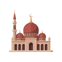 Fototapeta premium Premium Transparent Beautiful Islamic Mosque with Red Domes Illustration EPS High Quality Vector