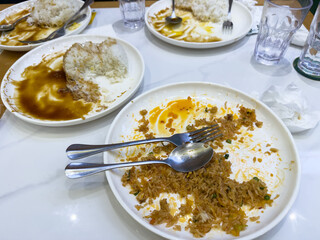 leftover food after party, dirty food