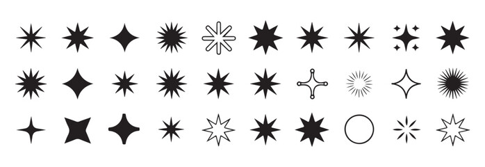 Sparkle star vector icons set. Shine light, glow, twinkle, magic glitter effect and starburst collection © Bd Artist