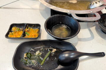  leftover food after party, dirty food