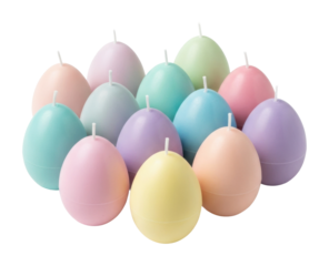 Colorful easter egg candles home decorative objects festive isolated on transparent background