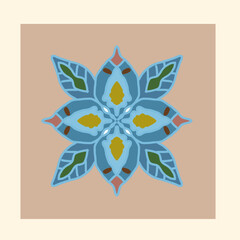 Obraz premium bold symmetrical blue floral geometric ornament 