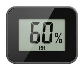 Measuring humidity levels with digital hygrometer in home setup isolated on transparent background