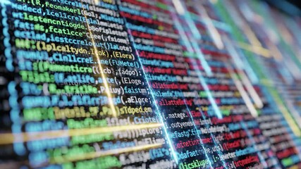Abstract digital code programming data flow with glowing lines and motion blur, 4k - Powered by Adobe
