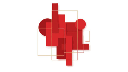 Fototapeta premium Abstract background with red and golden geometric shapes for Chinese New Year 2026 celebrations