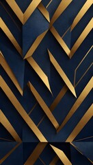 Luxurious Blue-Gold Abstract Geometric Design