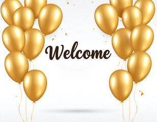 Happy Birthday Balloons and Welcome Balloons with White Empty Space for Text