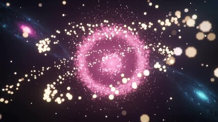 seamless loop 4K swirling pink bokeh vortex. floating light particles glowing bubbles orbiting vortex blur, dreamy ethereal lighting, cinematic smooth motion, abstract futuristic aesthetic 4k - Powered by Adobe