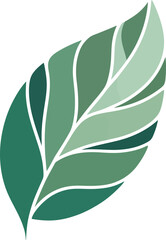 Vibrant Green Leaf Vector Graphic Illustration with Gradient Shades and White Veins for Eco-Friendly Designs