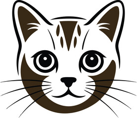 Stylish Vector Cat Face Illustration with Bold Lines and Whiskers Perfect for Modern Designs