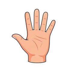 A welcoming open cartoon hand palm forward ready to greet or confidently count five simple