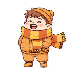 Cute chibi winter reading cozy warm tone vector