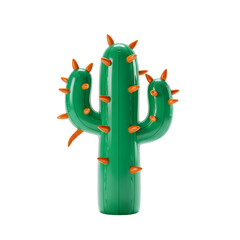 Inflatable green cactus pool toy with orange spikes