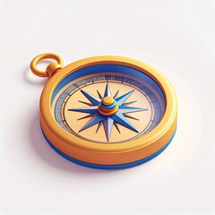 A shiny, detailed compass illustration with a clear face and directional pointer