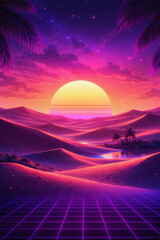 neon twilight background in the desert