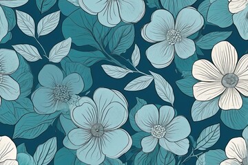 Floral pattern processed in a vivid turquoi