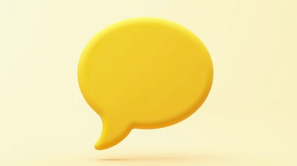 3D Yellow Speech Bubble Icon on White Background &ndash; Chat, Message and Communication Concept