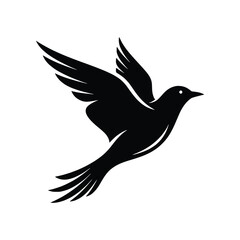 Obraz premium Stylized black bird in graceful flight, a symbol of freedom, peace, and new aspirations for your visual designs