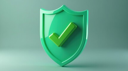 3D Yellow Shield with Check Mark Icon &ndash; Security, Protection and Verification Concept